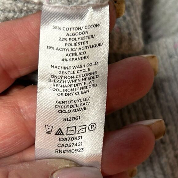 Loft Women's Size Small Confetti Knit Long Sleeve Sweater Dress Gray Tie Cuffs - Picture 11 of 12